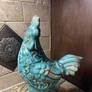 Distressed Rooster Ceramic Statue - Home Decor